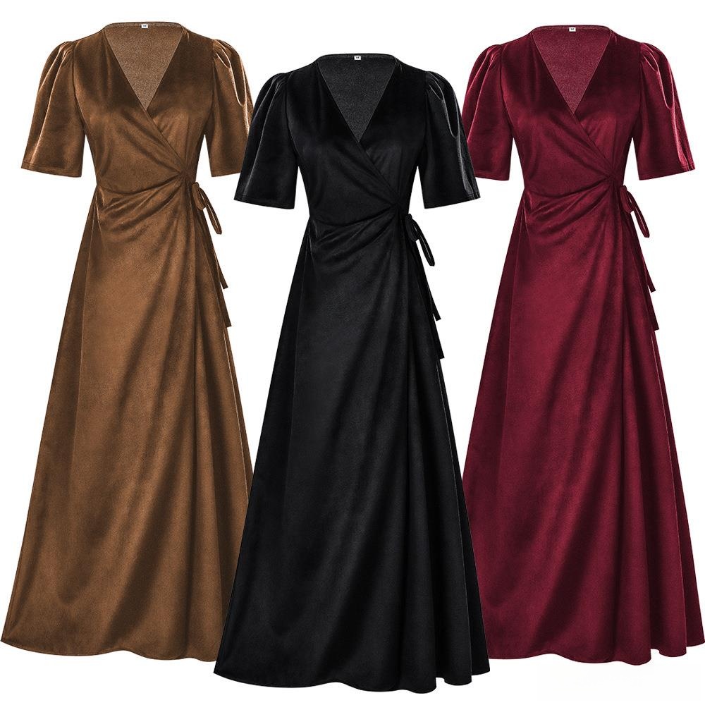 Ladies Long V-Neck Wrap Slim P - Linen Dress Wrap recension och pris