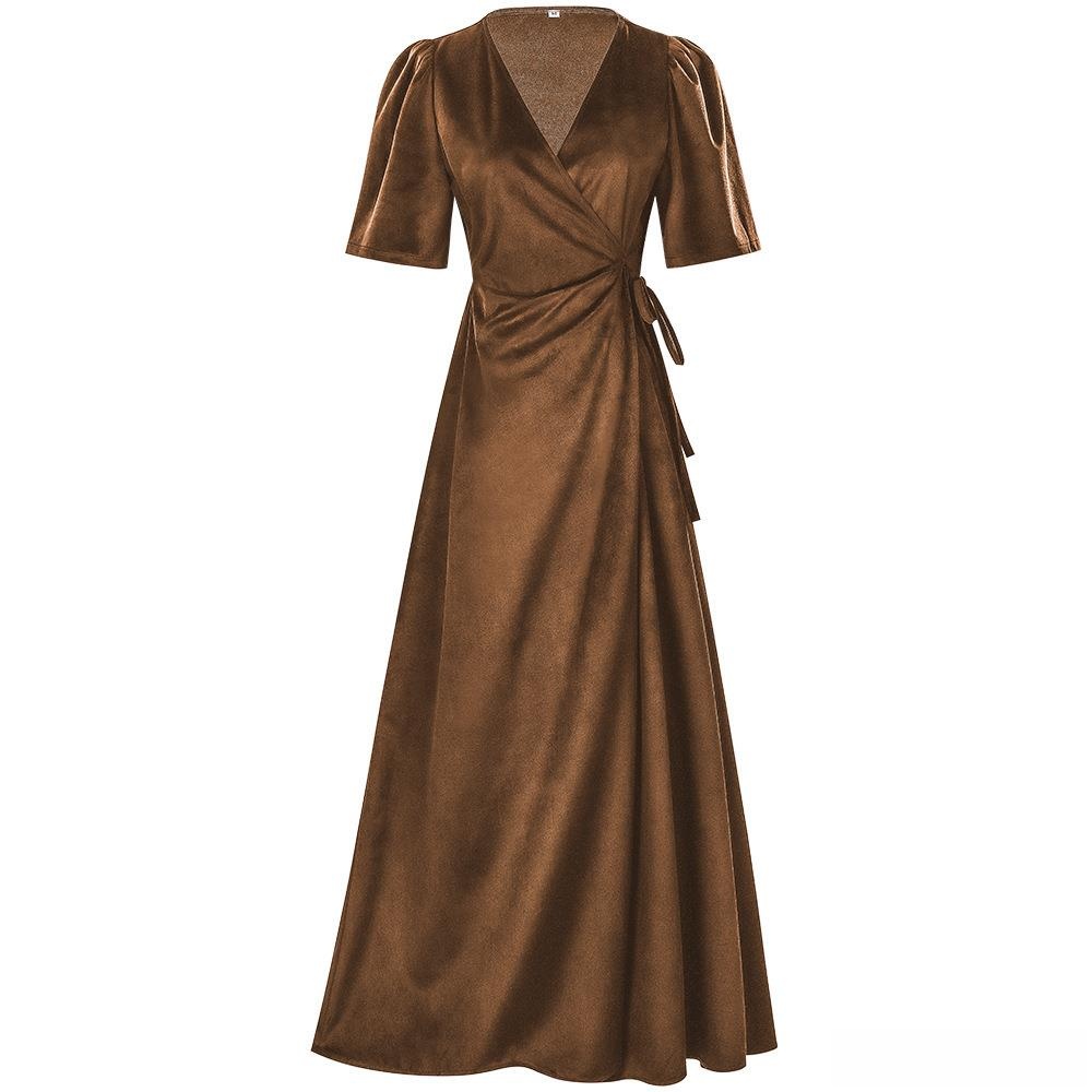 Ladies Long V-Neck Wrap Slim P - Linen Dress Wrap recension och pris