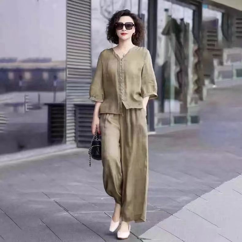Cotton and Linen Women's Set 2 - Linen Pant Wide recension och pris