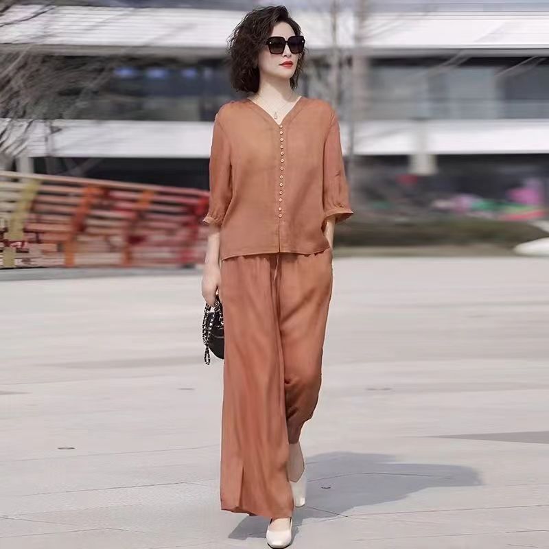 Cotton and Linen Women's Set 2 - Linen Pant Wide recension och pris