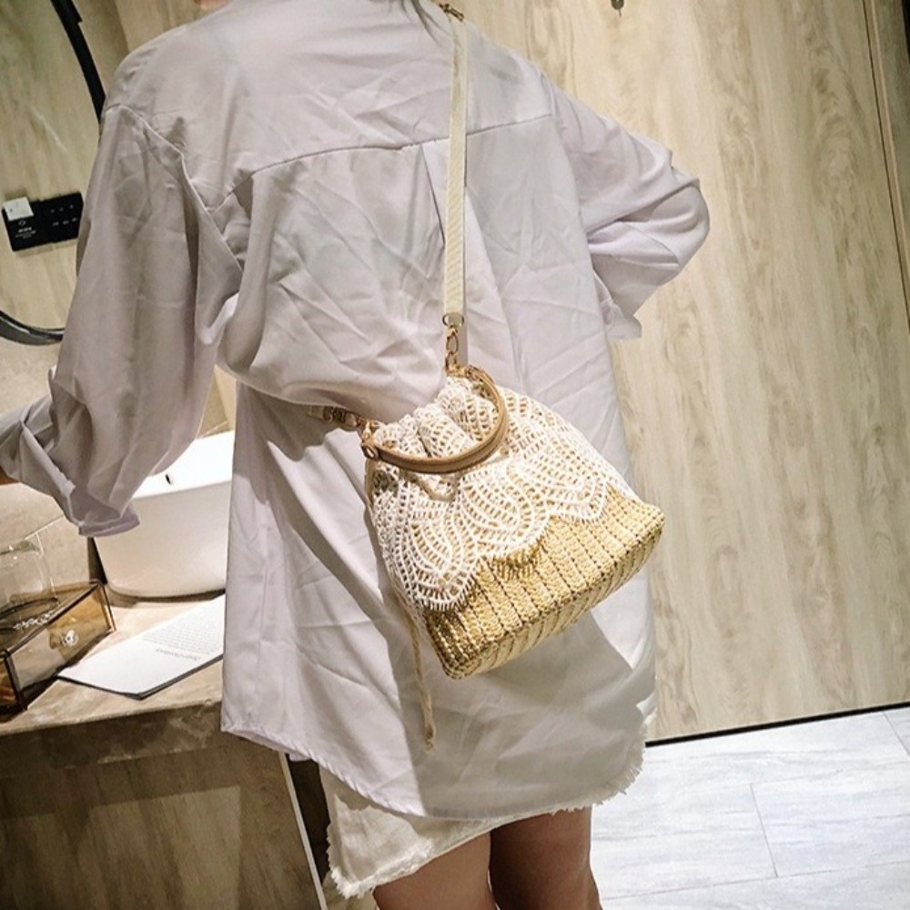 Vintage Lace Straw Shoulder Ba - Tote Bag Beach recension och pris