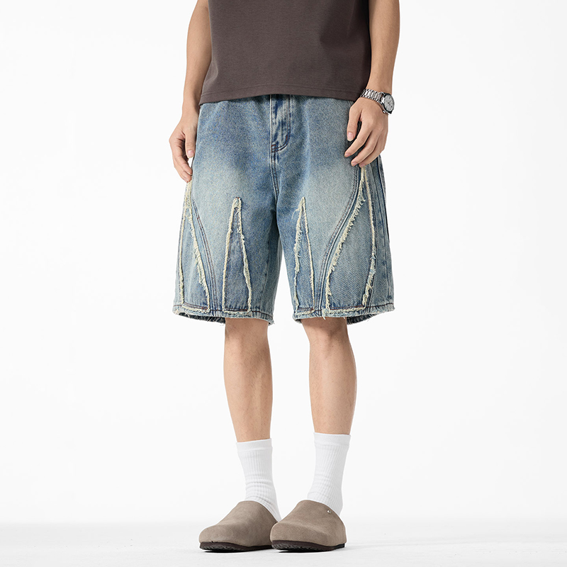 Men's Baggy Denim Jorts, Raw E - Shorts Denim Frayed recension och pris