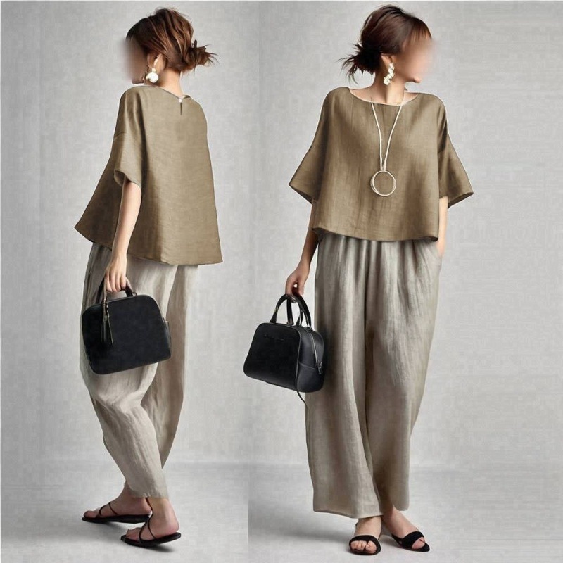 Two Pieces Women Pant Sets Sol - Linen Pant Wide recension och pris