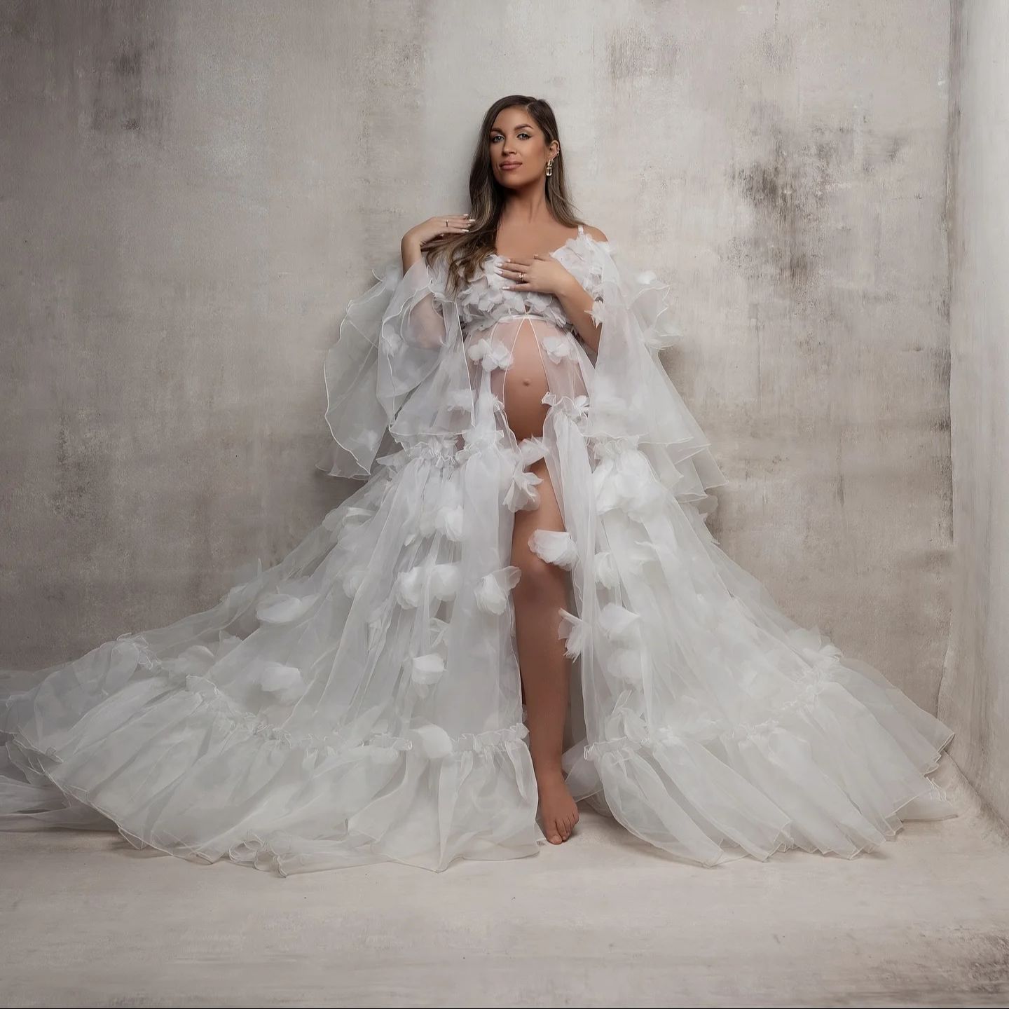 White Floral Tulle Bridal Wrap - Kimono Sheer Floral recension och pris