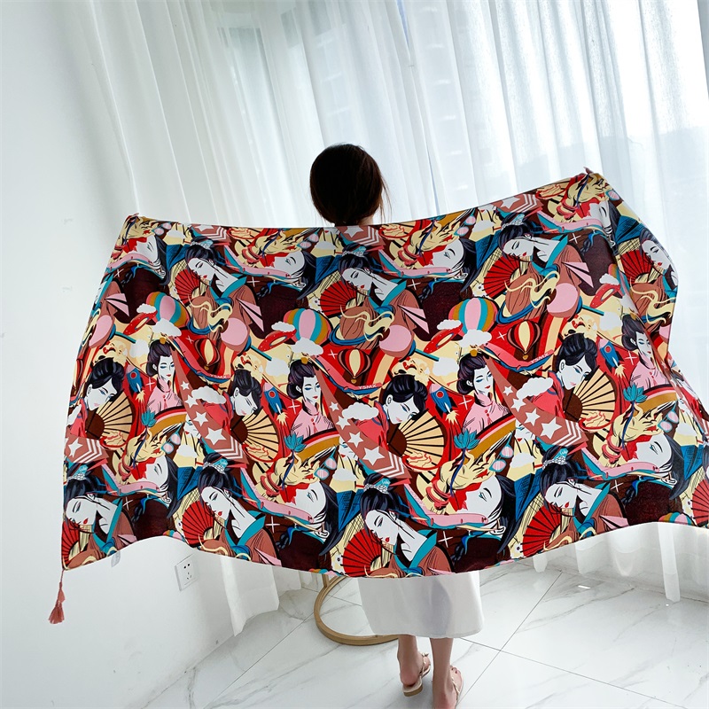 90x185cm Cotton Linen Print Su - Linen Dress Wrap recension och pris