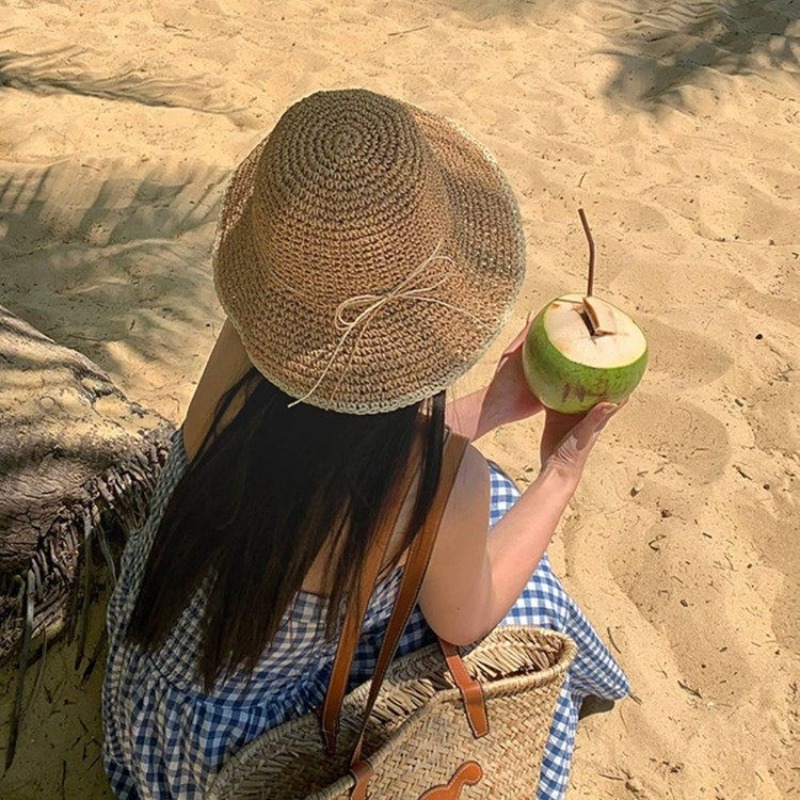 1pc Women's Summer Beach Straw - Hat Floppy Wide recension och pris