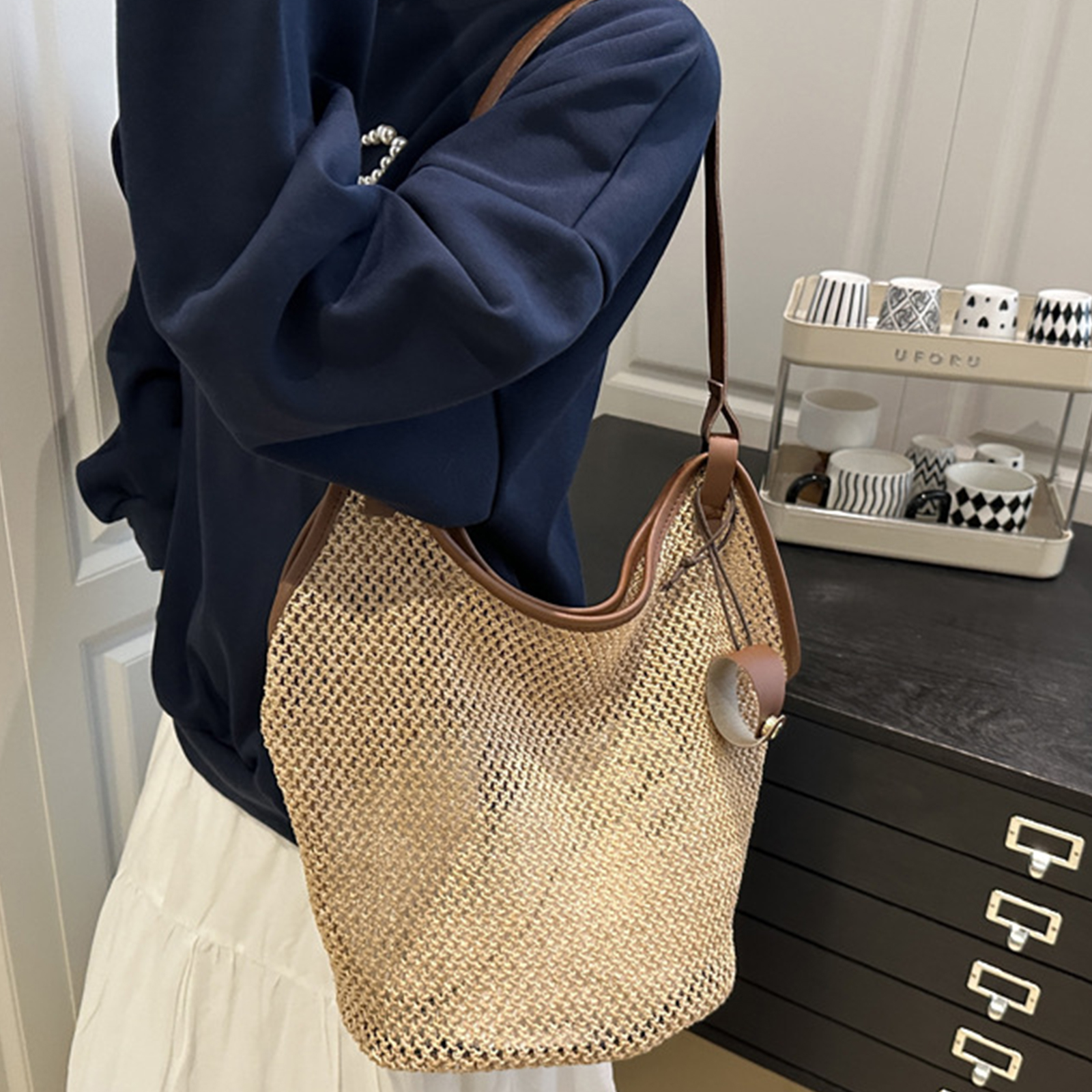 Handwoven Straw Beach Shoulder - Tote Bag Beach recension och pris