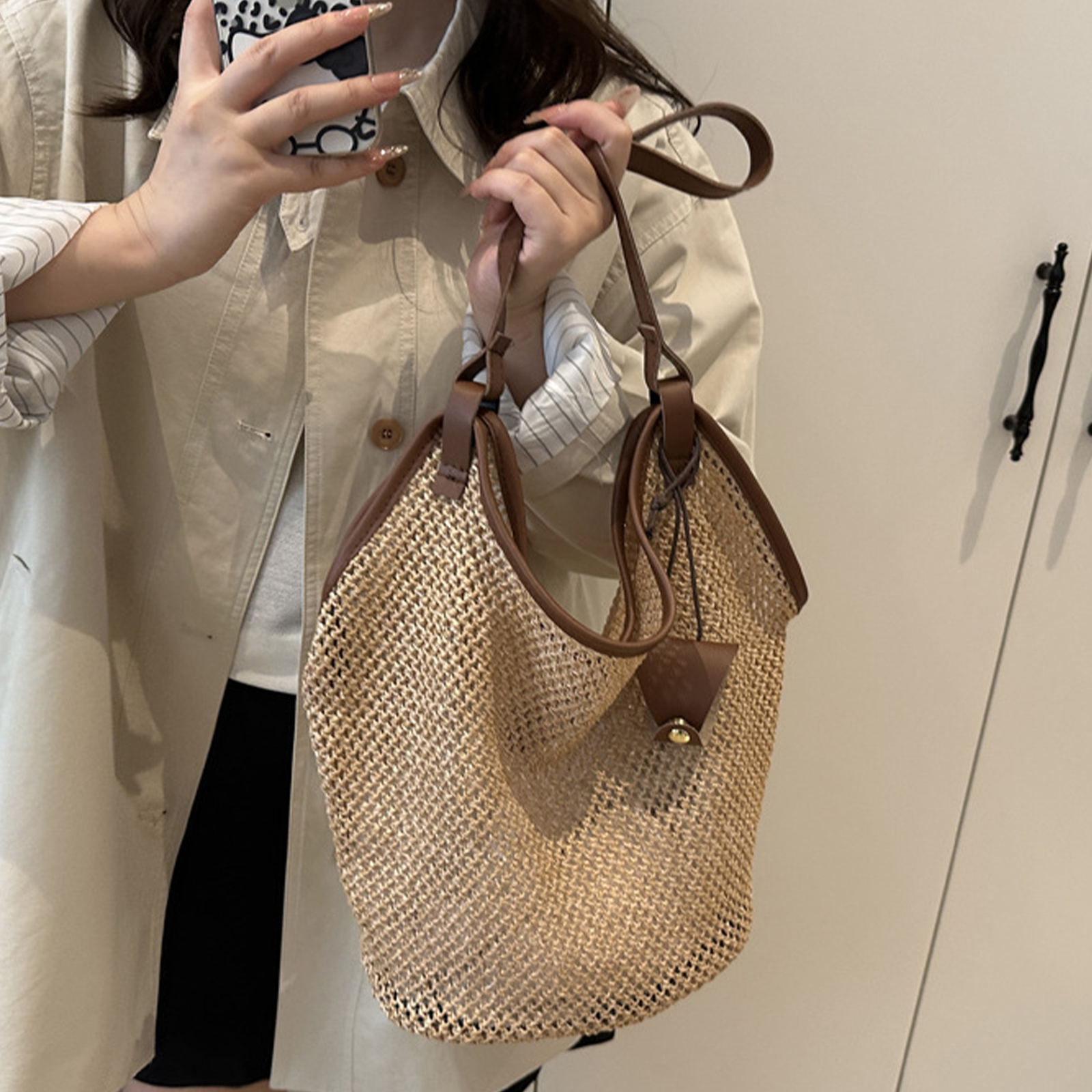 Handwoven Straw Beach Shoulder - Tote Bag Beach recension och pris