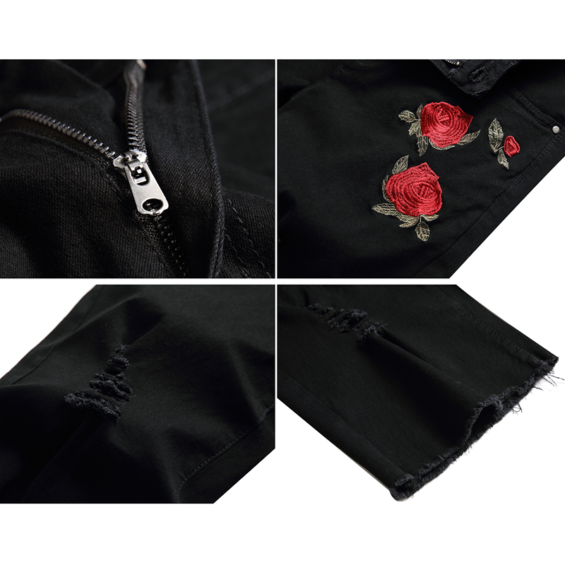 2026 Summer Men's Red Rose Emb - Shorts Denim Frayed recension och pris